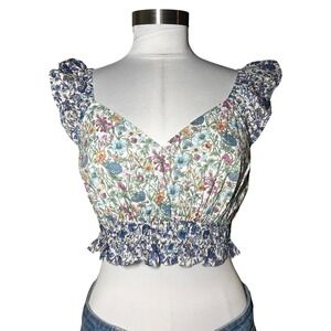 LoveShackFancy x Liberty Drea Fabric Floral Smocked Crop Top Sweetheart XS NEW